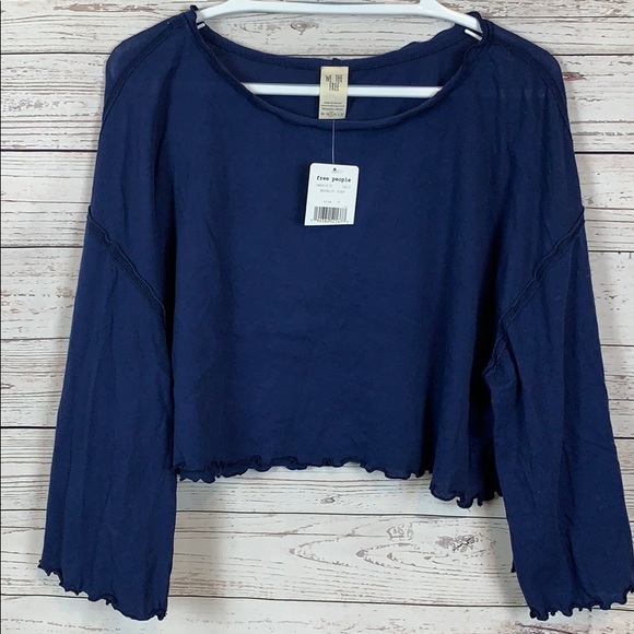 NWT Free People Bird Gang Crop Top Bell Sleeve - Picture 4 of 8